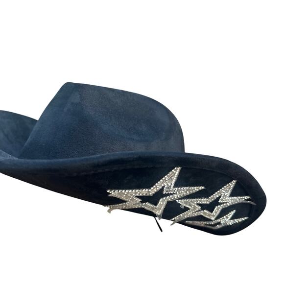 NWT Rhinestone Star Cowboy Hat Black - Picture 5 of 8
